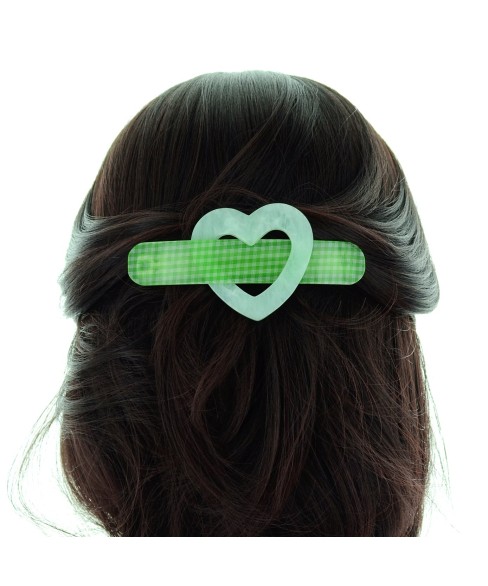 Plaid & Heart Barrette