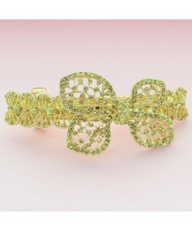 Sparkling Double Clip Crystal Bow Barrette