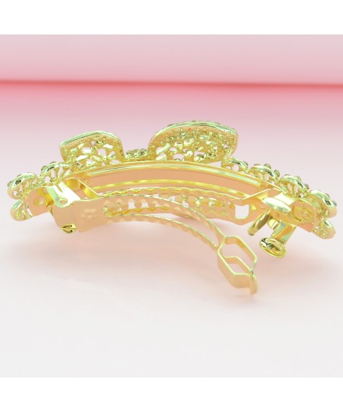 Sparkling Double Clip Crystal Bow Barrette