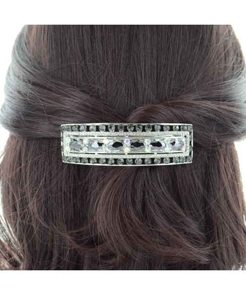 Cubiczirconia Rectangle Double Clip Barrette