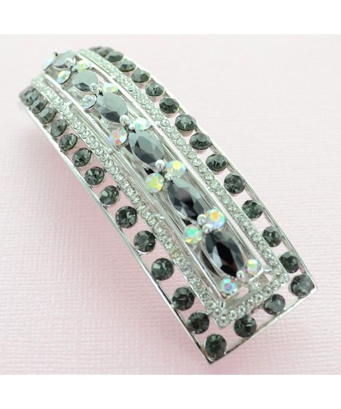 Cubiczirconia Rectangle Double Clip Barrette