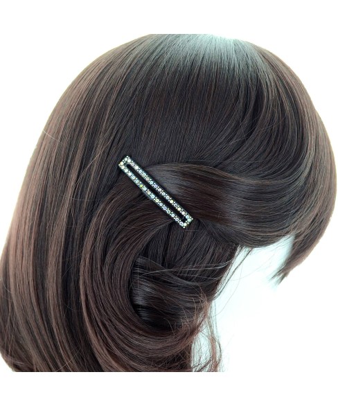 Cutout Crystal Rectangle Barrette