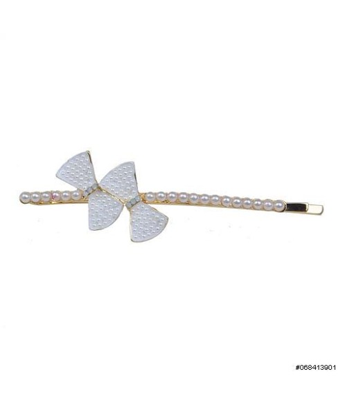 Elegant Faux Pearl Bow & Crystal Bobby Pin