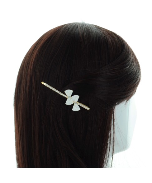 Elegant Faux Pearl Bow & Crystal Bobby Pin