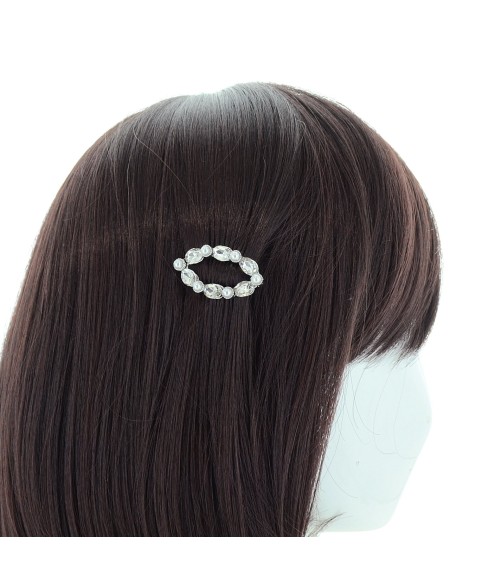 Oval Crystal & Pearl Barrette