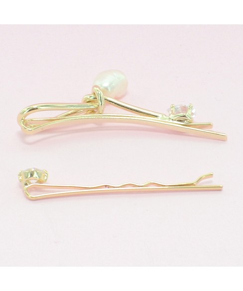 Crystal and Pearl Knot Bobby Pin (2-Pack)