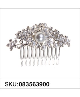 Stunning Cubiczirconia & Faux Pearl Haircomb