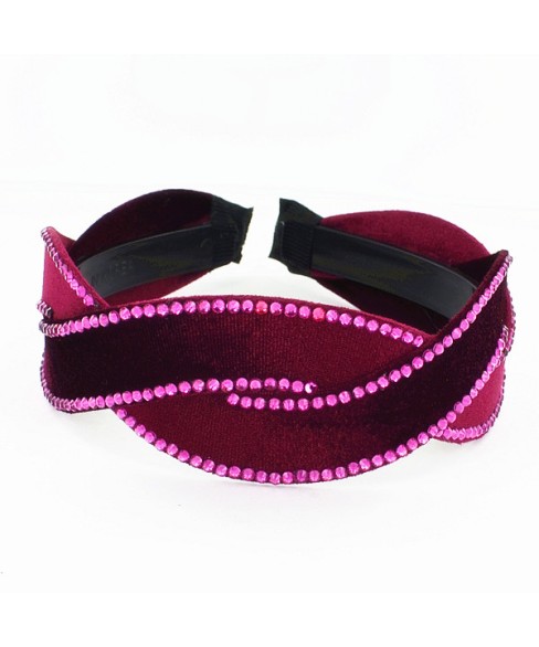 Crystal Deco Silk Like Velvet Twist Headband