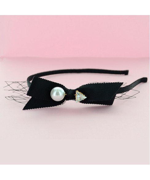 Crystal & Faux Pearl Ribbon Headband