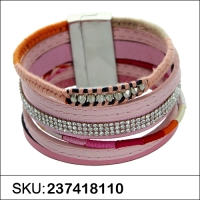 Leather & Crystal Multi-Strand Bracelet