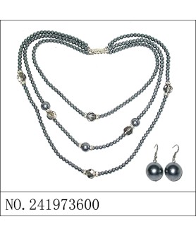 Necklace& Earr Set Gray