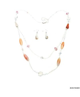 Necklace& Earr Set White