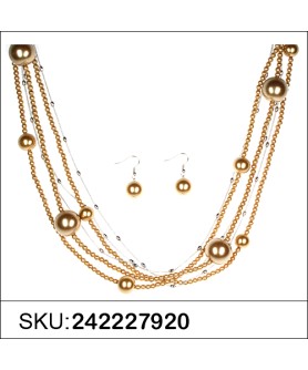 Necklace& Earr Set Gold