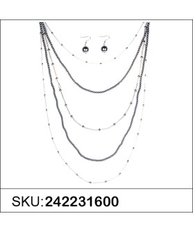 Necklace& Earr Set Gray