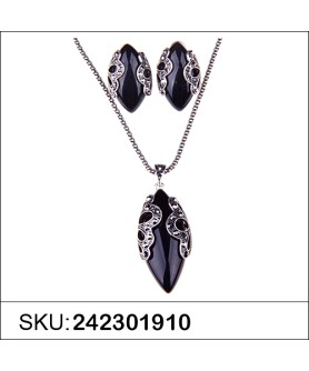 Necklace& Earr Set Black