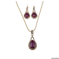 Necklace& Earr Set Purple