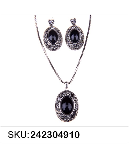 Necklace& Earr Set Black