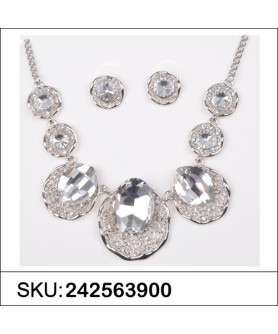 Necklace& Earr Set White