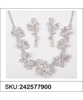 Necklace& Earr Set White