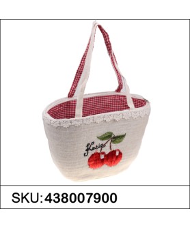 Cherry Embroidered Straw Tote