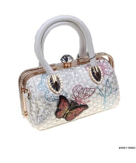 Top Carry Handles Buttrtfly Crystal Woven Bag