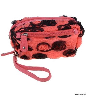 Floral Double Compartment Wristlet Change Purse