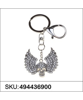 Crystal Flying Skull Bag Charm