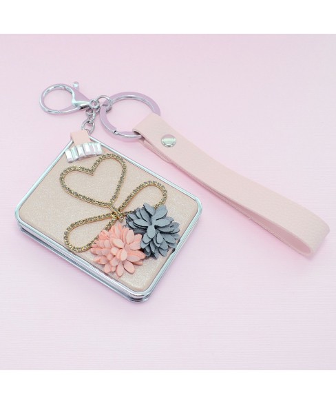 Crystal & Flowers Compact Mirror Bag Charms