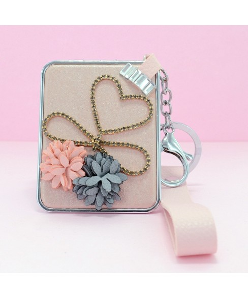 Crystal & Flowers Compact Mirror Bag Charms