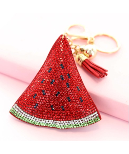 Glitter Crystal Watermelon Key Chain With Tassel