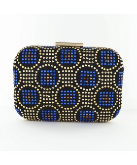 Studded Silk Like Stain Clutch