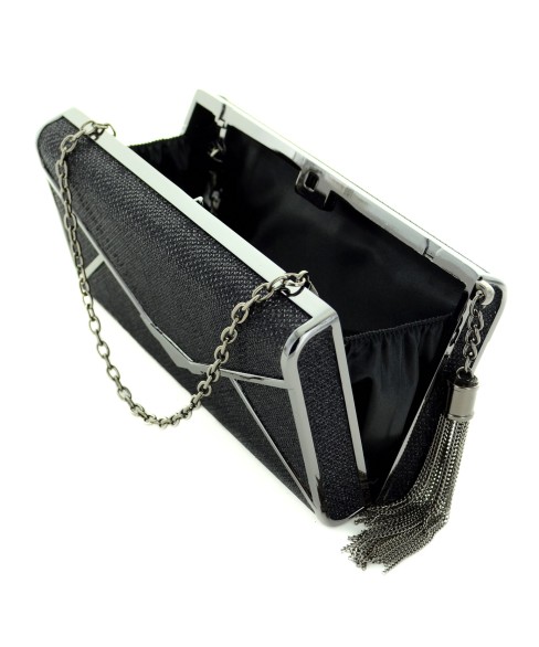 Glitter Pull Tassel Open Box Clutch