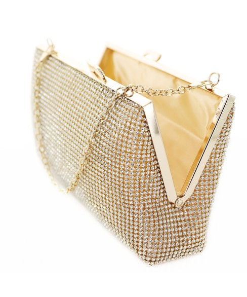 Women Rhinestone Crystal Mesh Clutch Bag