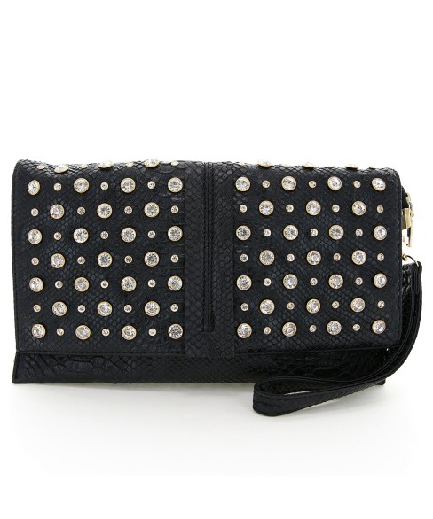 Crystal Studded Wristlet Clutch