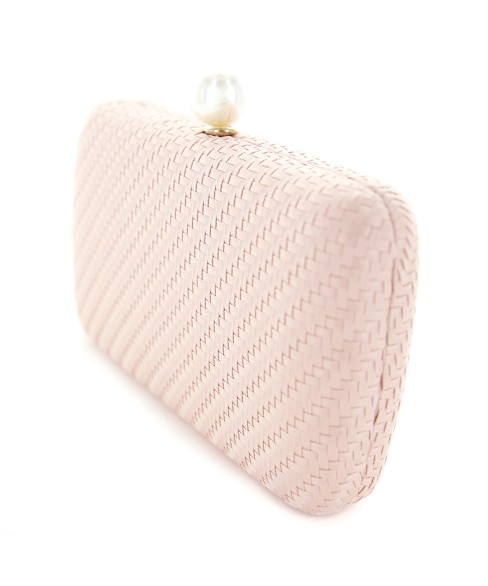 Pearl Top Weave Clutch Bag