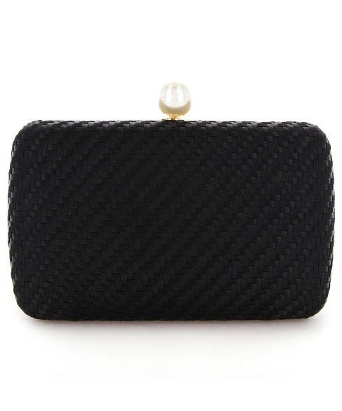 Pearl Top Weave Clutch Bag