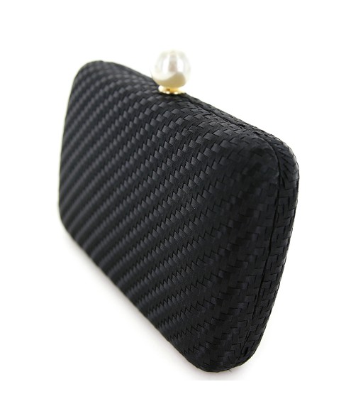 Pearl Top Weave Clutch Bag