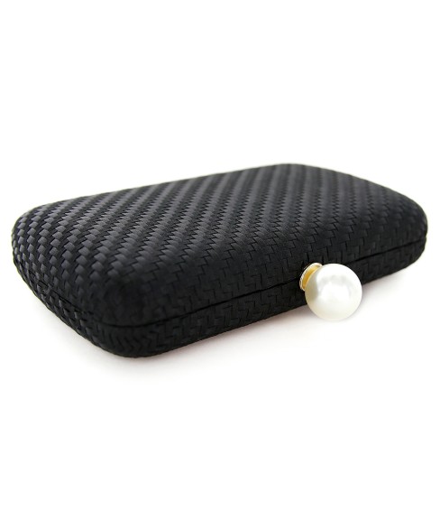 Pearl Top Weave Clutch Bag