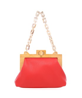 Acrylic Chain Handle Vegan Leather Clutch Bag