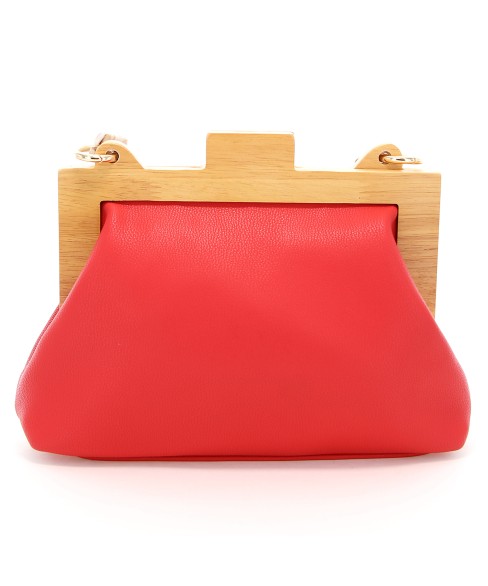 Acrylic Chain Handle Vegan Leather Clutch Bag