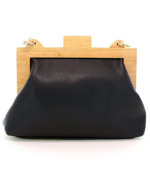 Acrylic Chain Handle Vegan Leather Clutch Bag