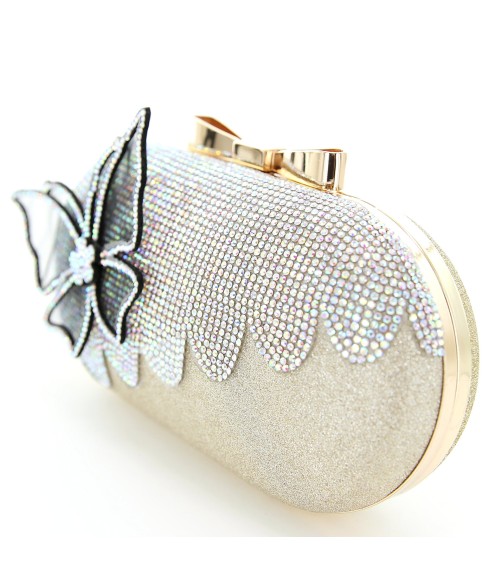 Rhinestone Embellished Butterfly Box Clutch Bag