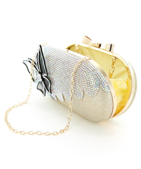 Rhinestone Embellished Butterfly Box Clutch Bag