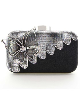 Rhinestone Embellished Butterfly Box Clutch Bag