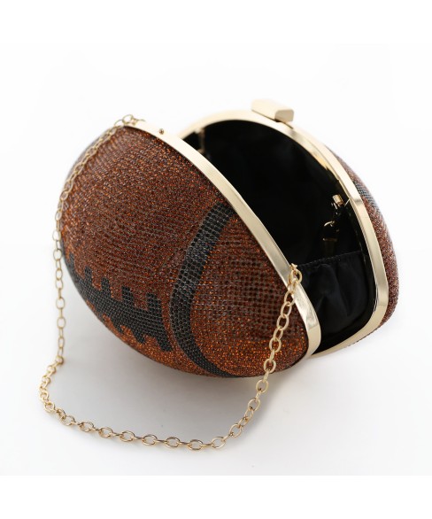 Women Football Shape Rhinestone Evening Clutch Bag