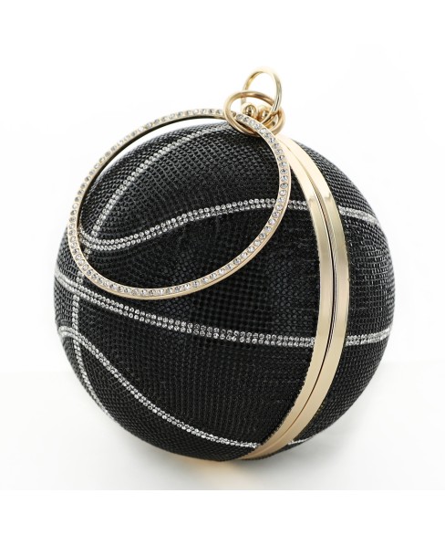 Women Basketball Shape Rhinestone Clutch (Large)