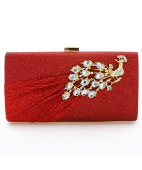 Glitter Rhinestone Pecok Evening Clutch Purses